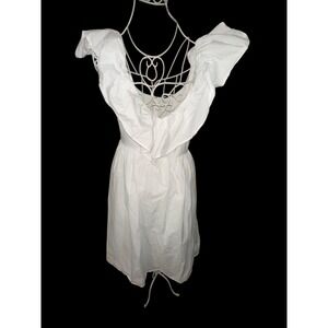 Beautiful Adam Lippes Collective V-NECK White Ruffle Dress Size 12